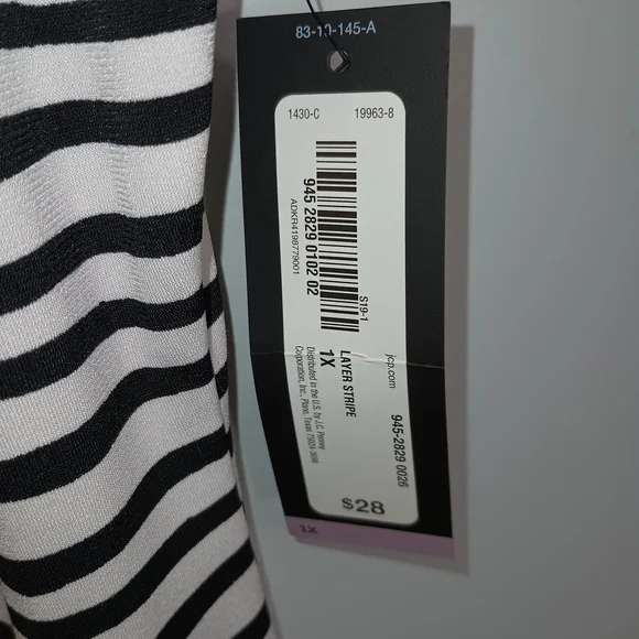 Worthington Black and White Striped Blouse 1X - Picture 4 of 9